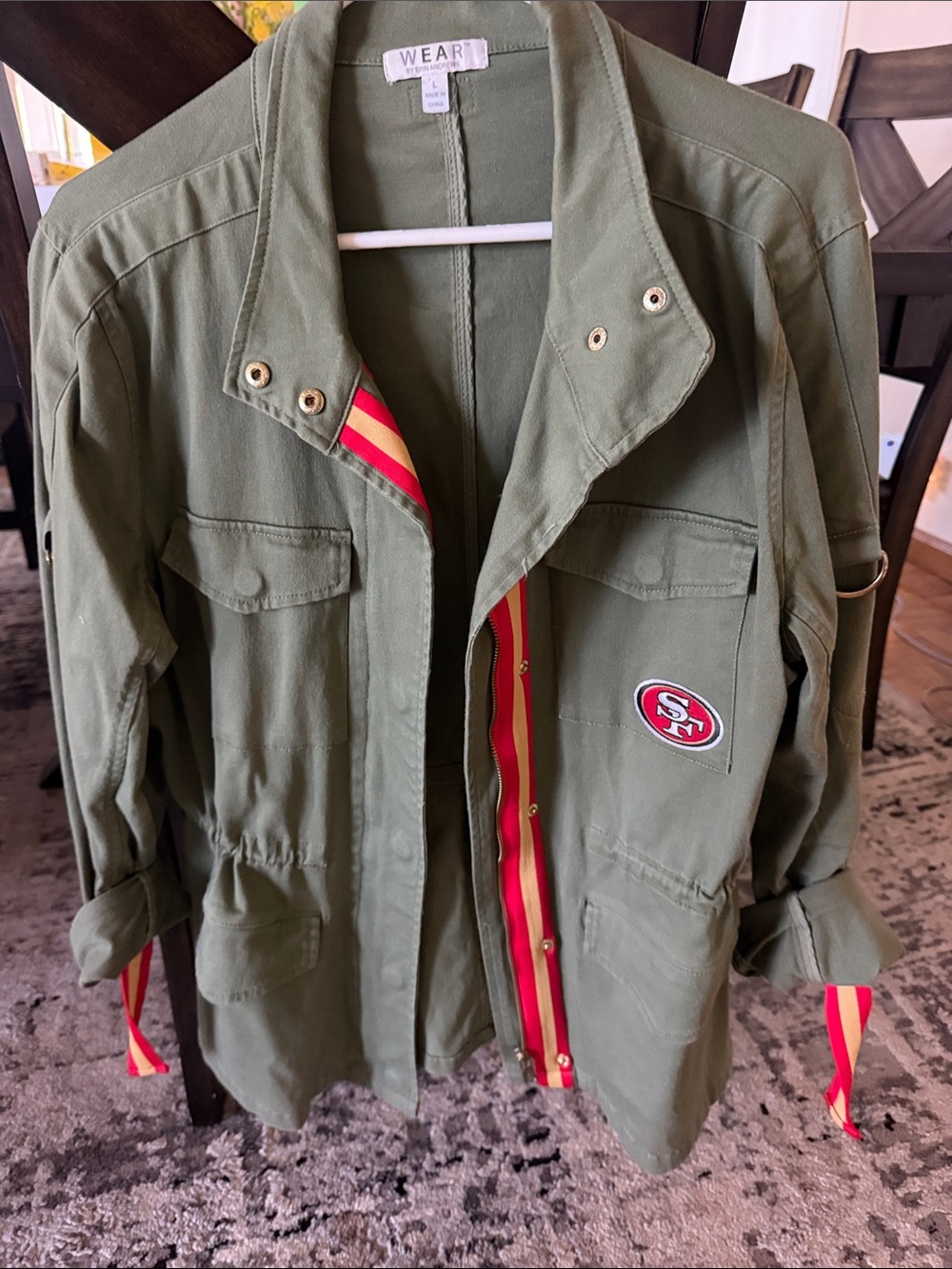 Olive Utility Jacket with San Francisco 49ers Trim